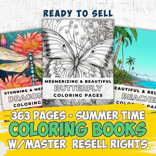 MRR 363 Coloring Pages - SUMMER TIME Bundle with Full Master Resell Rights