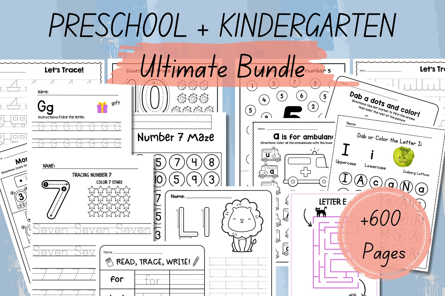 600+ Kids Learning Printable Activity Worksheets Bundle